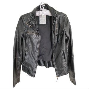 Aeropostale Black Distressed Faux Leather Jacket